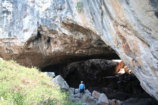 The scale of the cave entrance